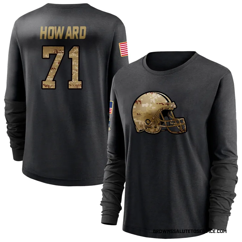 Women's Tytus Howard Cleveland Browns Black 2020 Salute To Service Sideline Performance Long Sleeve T-Shirt