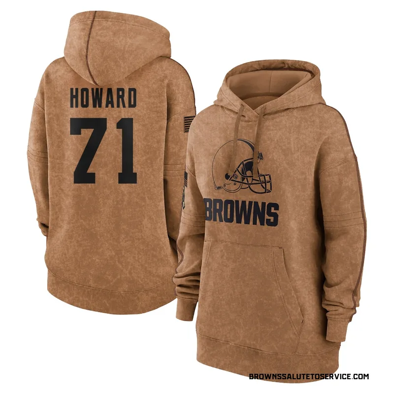 Women's Tytus Howard Cleveland Browns Brown 2023 Salute To Service Pullover Hoodie
