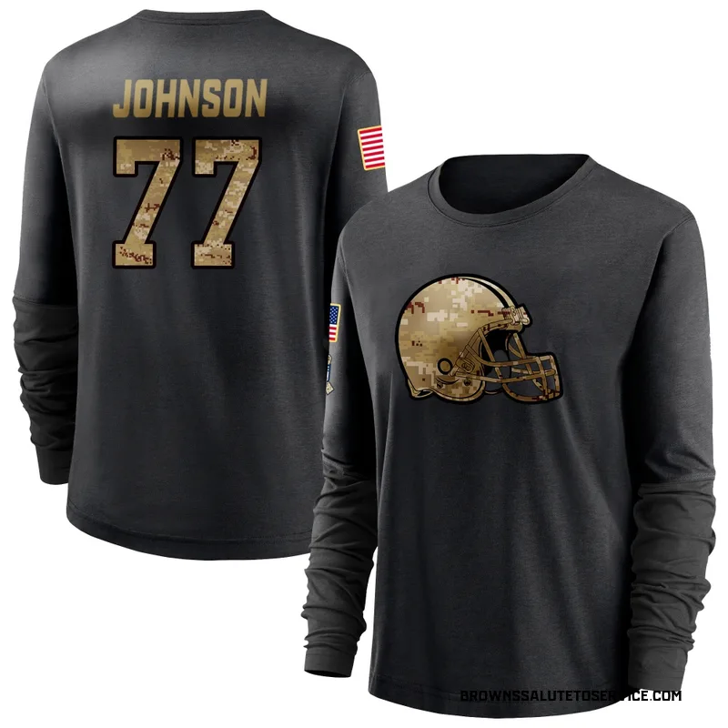 Women's Zion Johnson Cleveland Browns Black 2020 Salute To Service Sideline Performance Long Sleeve T-Shirt