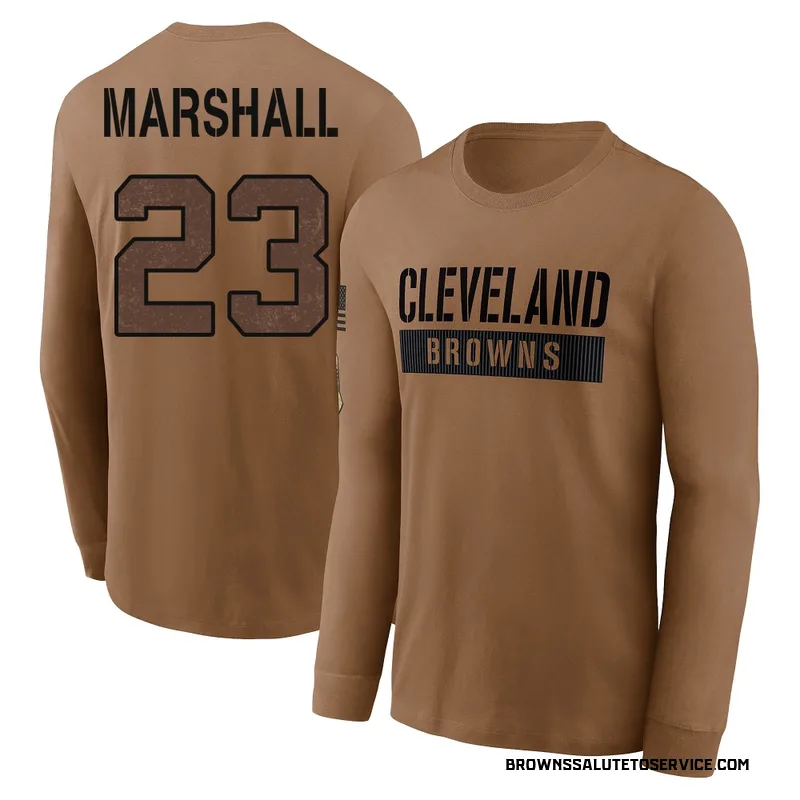 Youth Ahmani Marshall Cleveland Browns Brown 2023 Salute To Service Long Sleeve T-Shirt