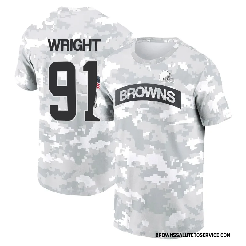 Youth Alex Wright Cleveland Browns Camo Arctic 2024 Salute to Service Performance T-Shirt