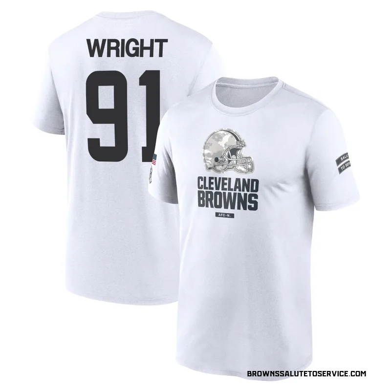 Youth Alex Wright Cleveland Browns Legend White 2024 Salute to Service Performance T-Shirt