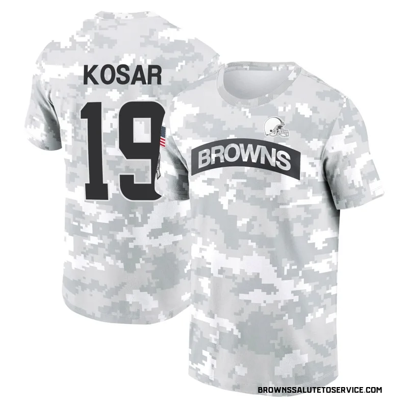 Youth Bernie Kosar Cleveland Browns Camo Arctic 2024 Salute to Service Performance T-Shirt