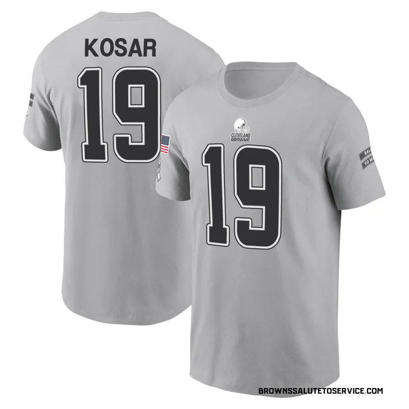 Youth Bernie Kosar Cleveland Browns Gray 2024 Salute to Service Name & Number T-Shirt