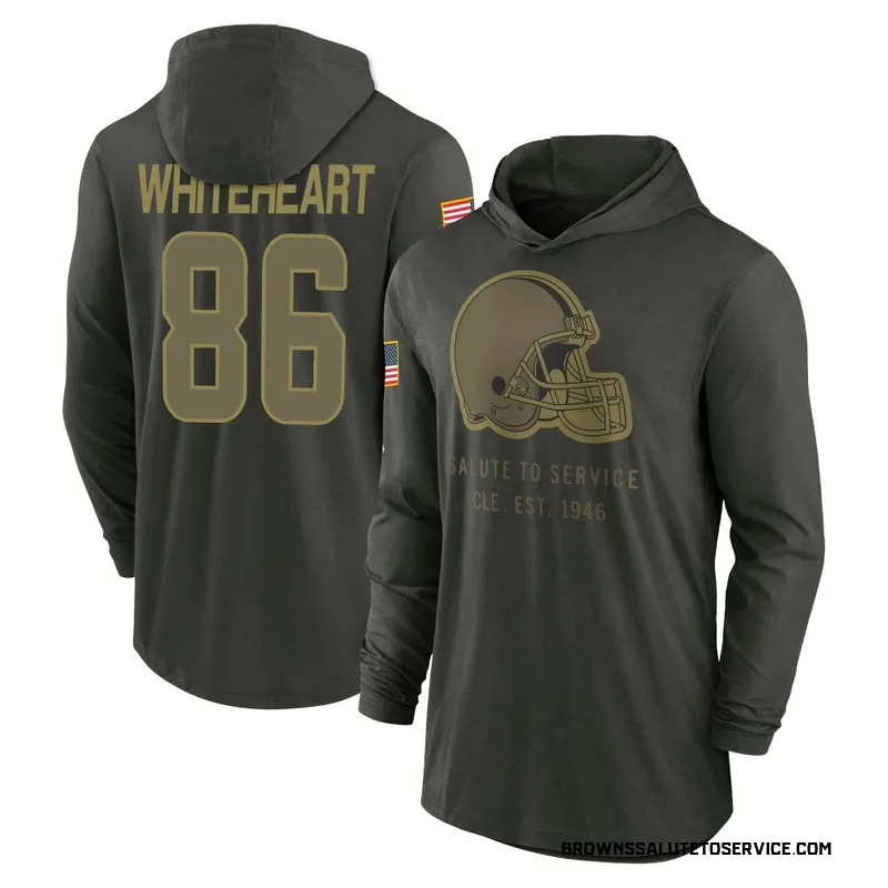 Youth Blake Whiteheart Cleveland Browns Green Forest/ 2025 Salute to Service Sideline Lightweight Hooded Pullover Long Sleeve T-