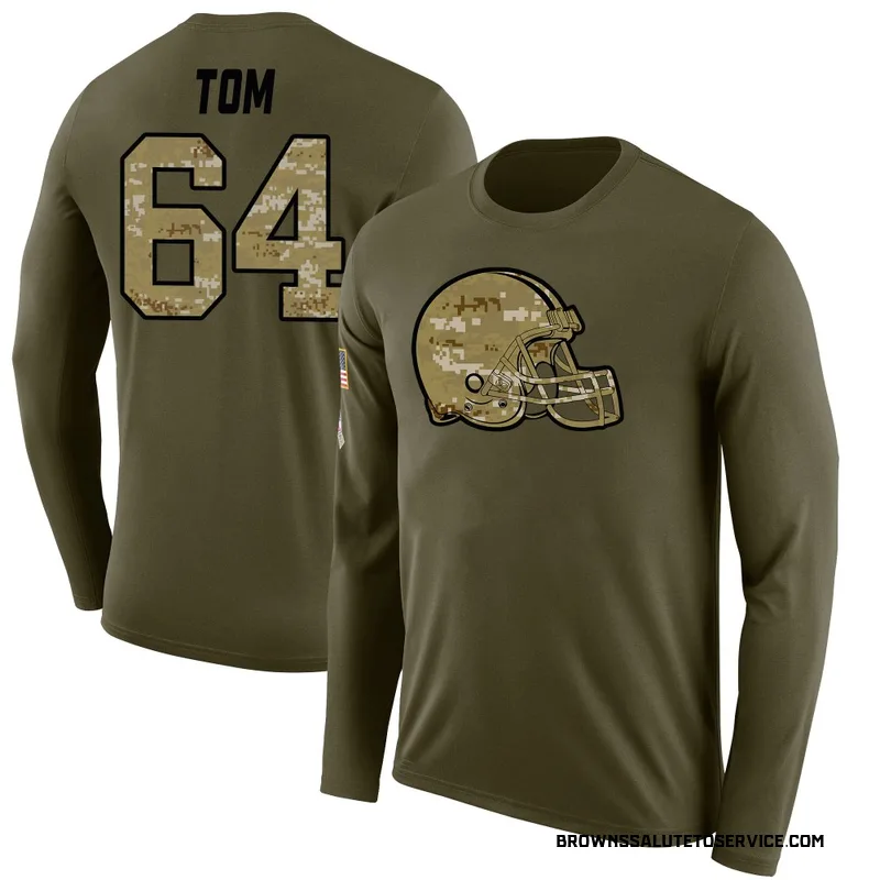 Youth Cameron Tom Cleveland Browns Legend Olive Salute to Service Sideline Long Sleeve T-Shirt