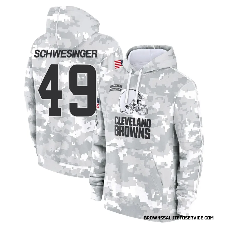 Youth Carson Schwesinger Cleveland Browns Camo Arctic 2024 Salute to Service Club Fleece Pullover Hoodie