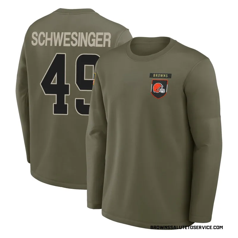 Youth Carson Schwesinger Cleveland Browns Olive 2025 Salute to Service Sideline Coaches Long Sleeve T-Shirt