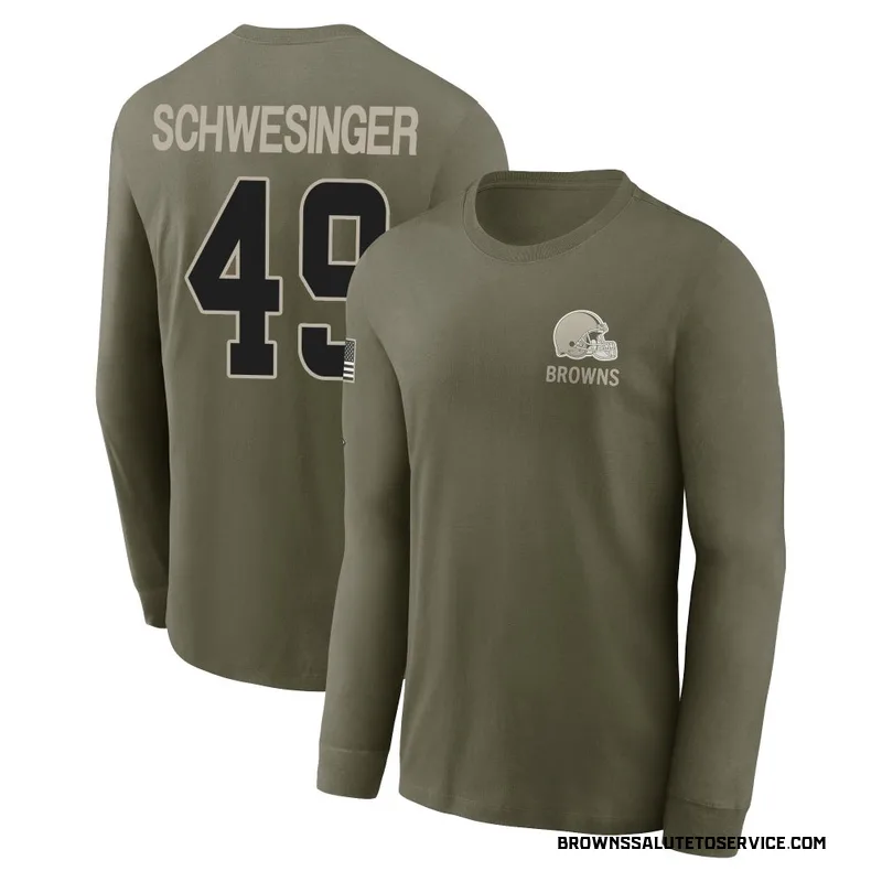 Youth Carson Schwesinger Cleveland Browns Olive 2025 Salute to Service Sideline Long Sleeve T-Shirt