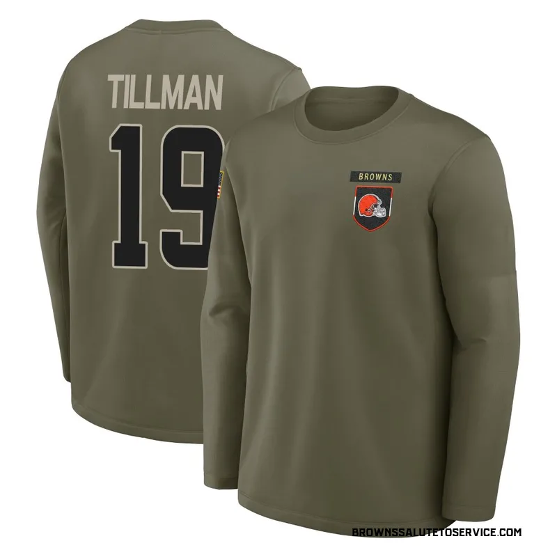 Youth Cedric Tillman Cleveland Browns Olive 2025 Salute to Service Sideline Coaches Long Sleeve T-Shirt
