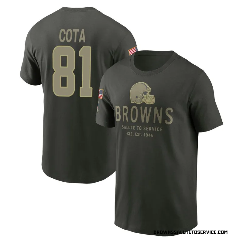 Youth Chase Cota Cleveland Browns Green Forest/ 2025 Salute to Service Sideline Primary Edge T-Shirt