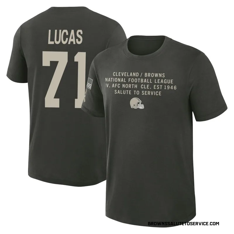 Youth Cornelius Lucas Cleveland Browns Green Dark/ 2025 Salute to Service Sideline Slub T-Shirt