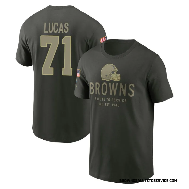 Youth Cornelius Lucas Cleveland Browns Green Forest/ 2025 Salute to Service Sideline Primary Edge T-Shirt