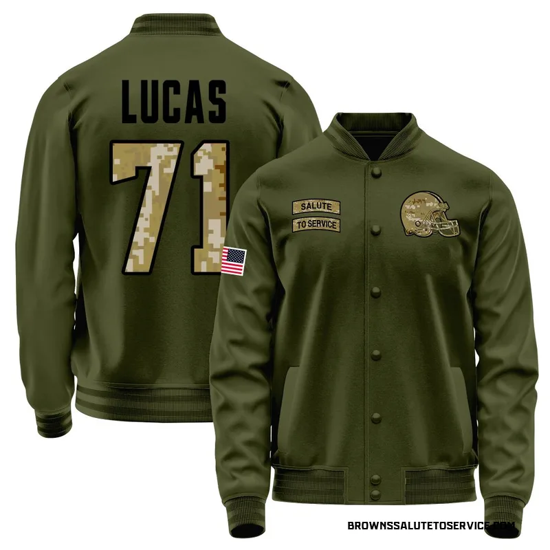 Youth Cornelius Lucas Cleveland Browns Olive Salute to Service Sideline Performance Jacket