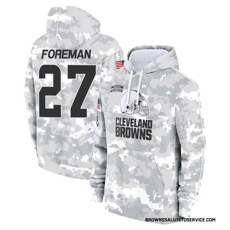 Youth D'Onta Foreman Cleveland Browns Camo Arctic 2024 Salute to Service Club Fleece Pullover Hoodie