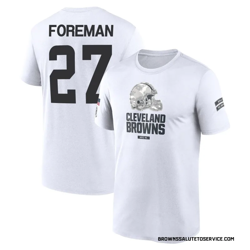 Youth D'Onta Foreman Cleveland Browns Legend White 2024 Salute to Service Performance T-Shirt