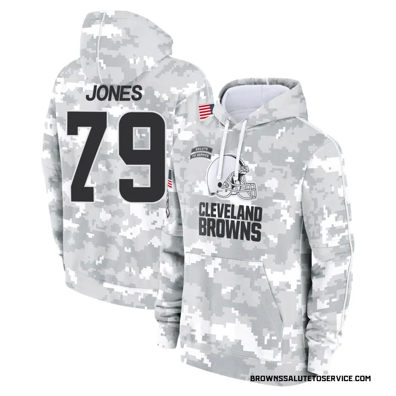 Youth Dawand Jones Cleveland Browns Camo Arctic 2024 Salute to Service Club Fleece Pullover Hoodie