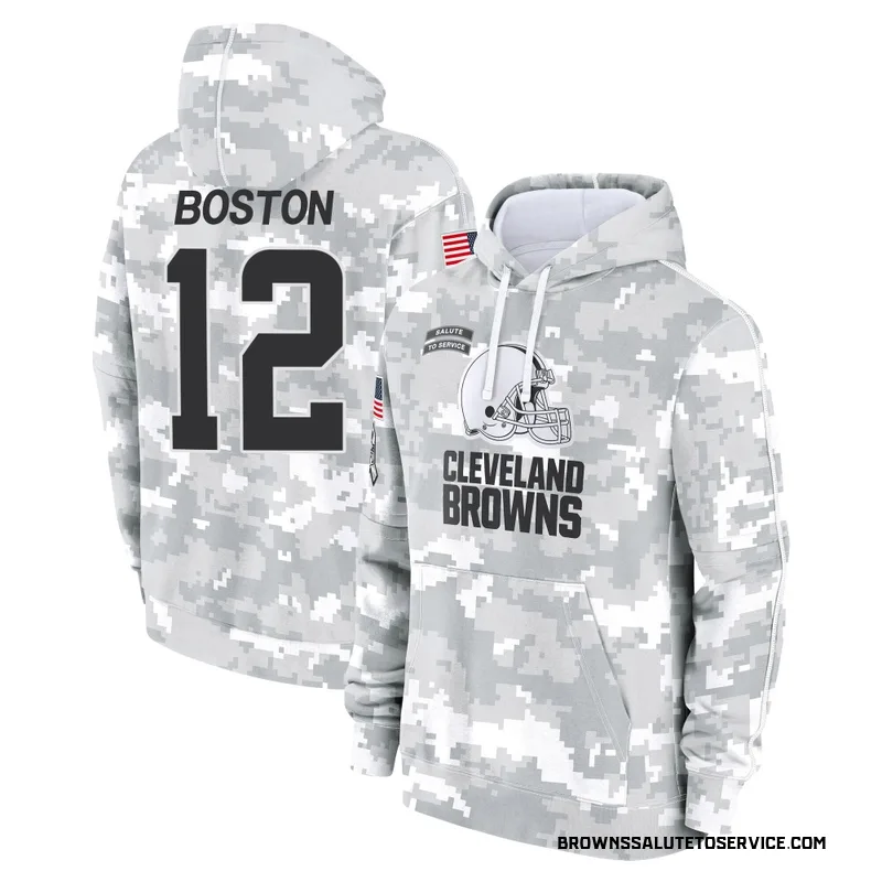 Youth Denzel Boston Cleveland Browns Camo Arctic 2024 Salute to Service Club Fleece Pullover Hoodie