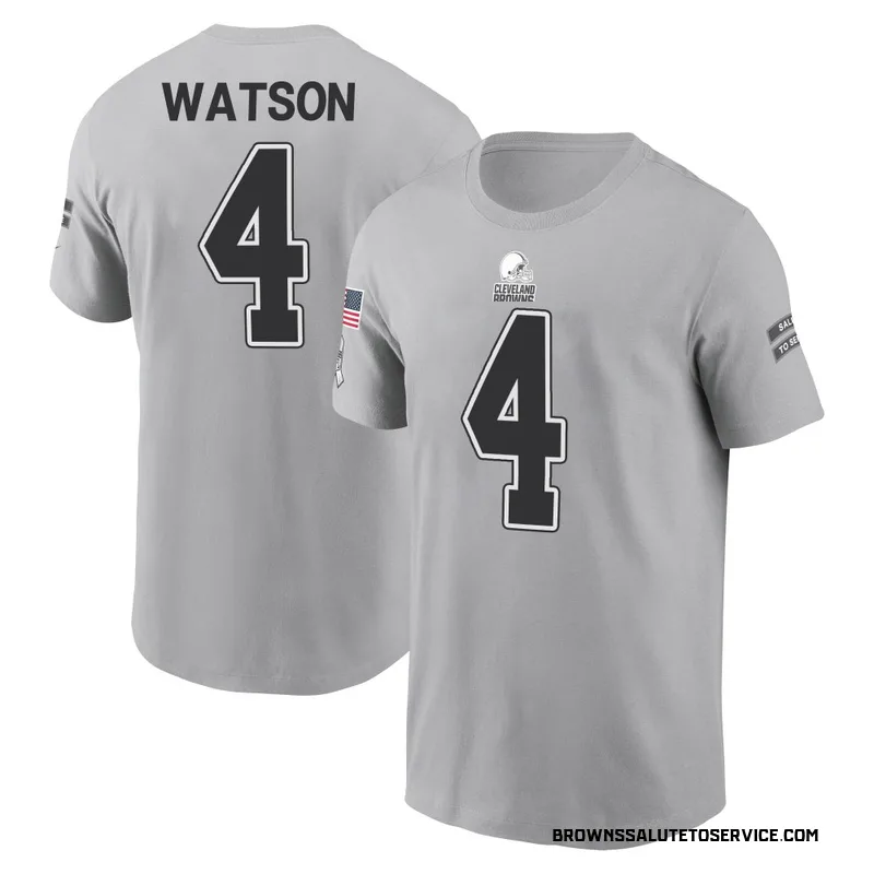 Youth Deshaun Watson Cleveland Browns Gray 2024 Salute to Service Name & Number T-Shirt