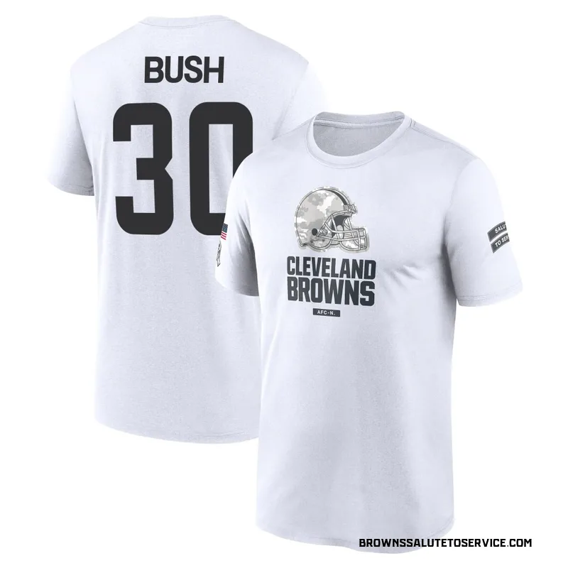 Youth Devin Bush Cleveland Browns Legend White 2024 Salute to Service Performance T-Shirt