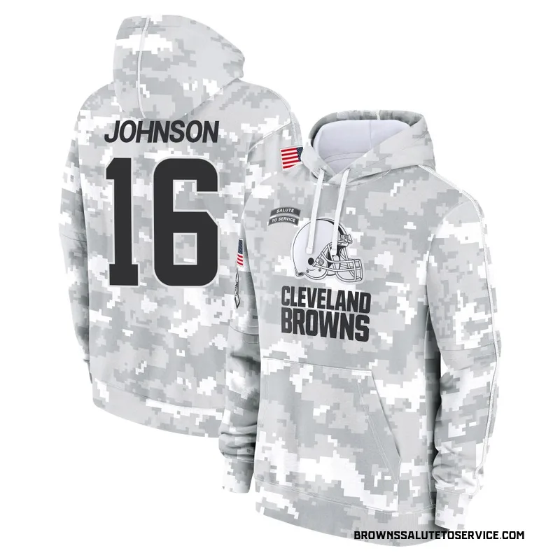 Youth Diontae Johnson Cleveland Browns Camo Arctic 2024 Salute to Service Club Fleece Pullover Hoodie