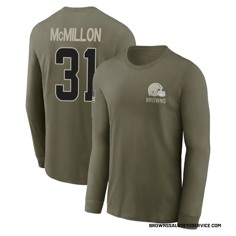 Youth Donovan McMillon Cleveland Browns Olive 2025 Salute to Service Sideline Long Sleeve T-Shirt