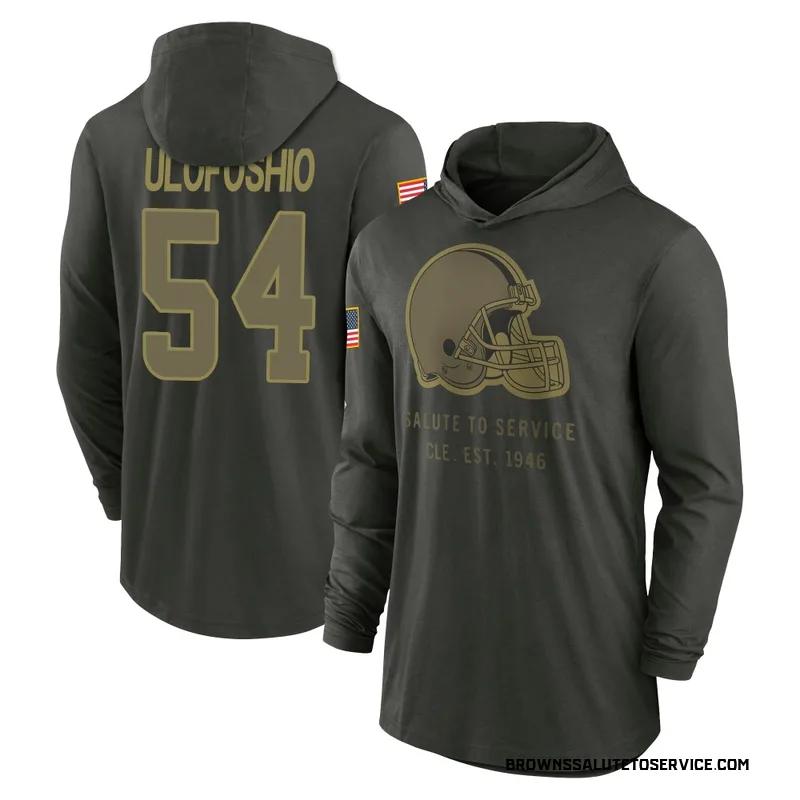 Youth Edefuan Ulofoshio Cleveland Browns Green Forest/ 2025 Salute to Service Sideline Lightweight Hooded Pullover Long Sleeve T