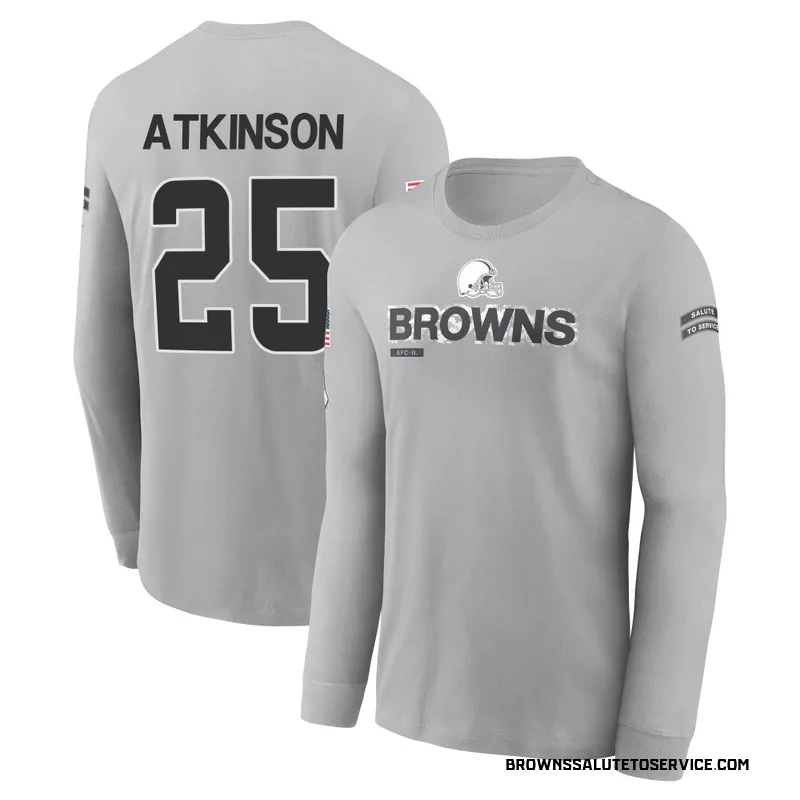 Youth George Atkinson Cleveland Browns Gray 2024 Salute to Service Long Sleeve T-Shirt