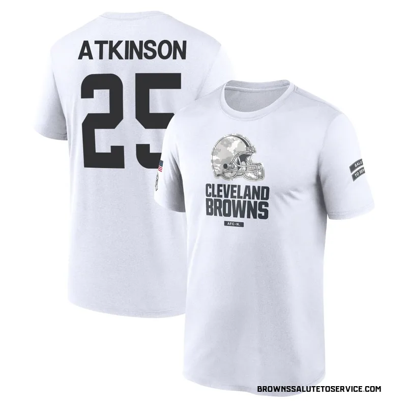 Youth George Atkinson Cleveland Browns Legend White 2024 Salute to Service Performance T-Shirt