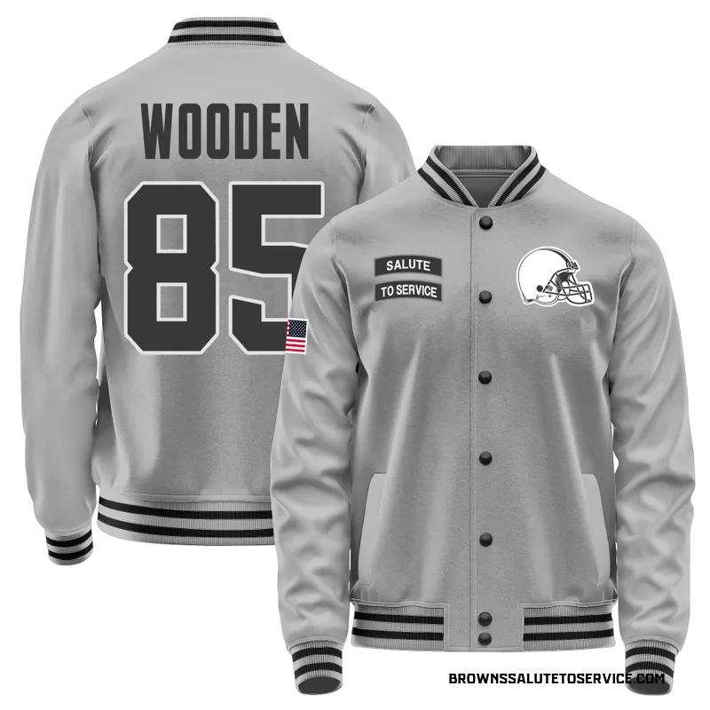 Youth Isaiah Wooden Cleveland Browns Gray Salute to Service Performance Jacket