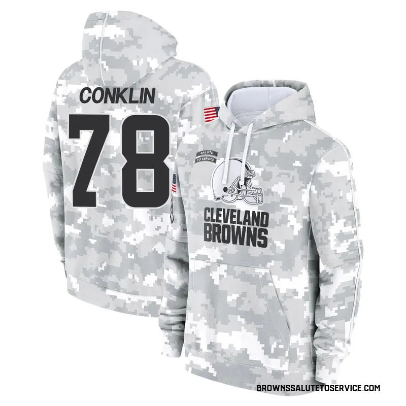 Youth Jack Conklin Cleveland Browns Camo Arctic 2024 Salute to Service Club Fleece Pullover Hoodie