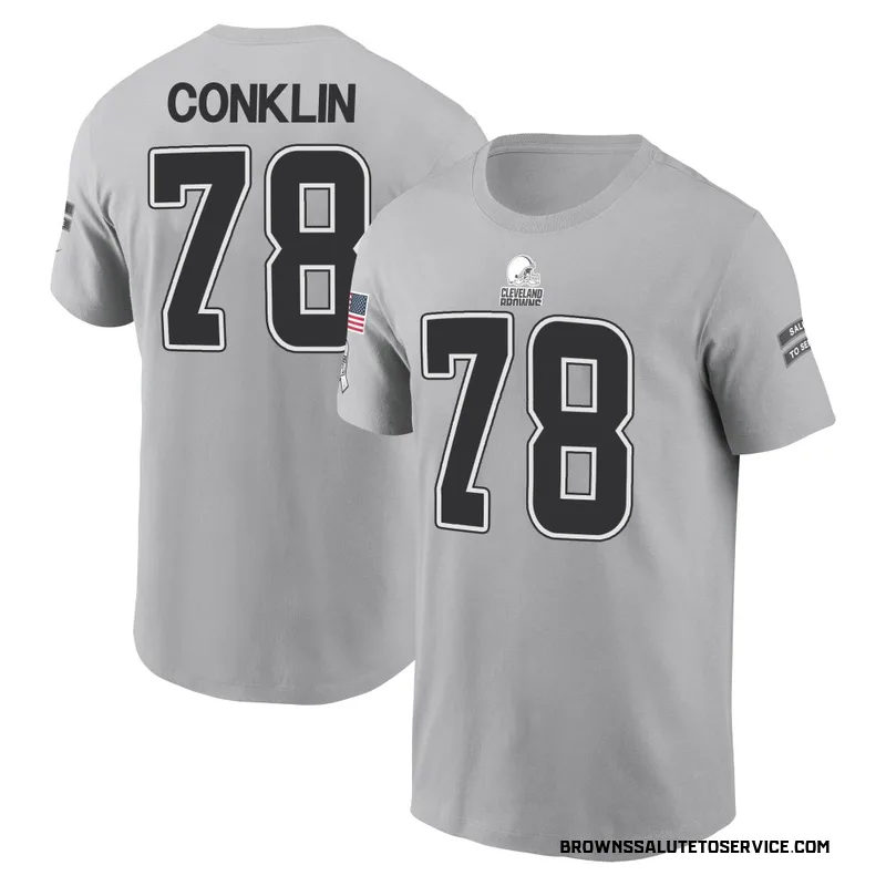 Youth Jack Conklin Cleveland Browns Gray 2024 Salute to Service Name & Number T-Shirt