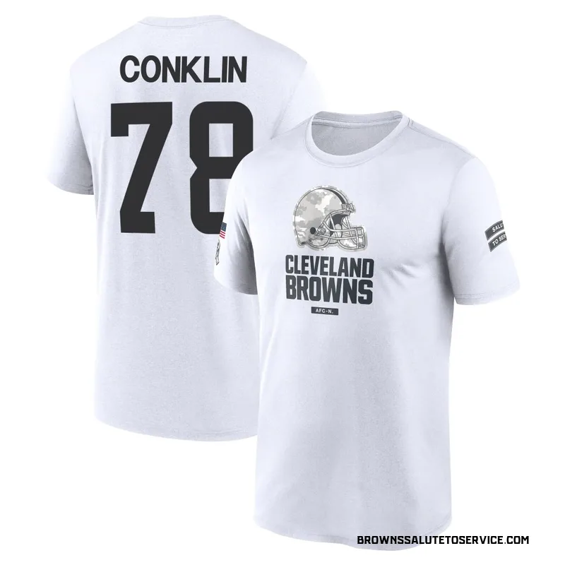Youth Jack Conklin Cleveland Browns Legend White 2024 Salute to Service Performance T-Shirt