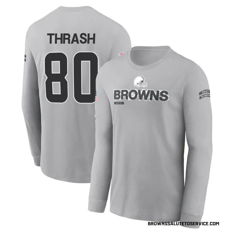 Youth Jamari Thrash Cleveland Browns Gray 2024 Salute to Service Long Sleeve T-Shirt