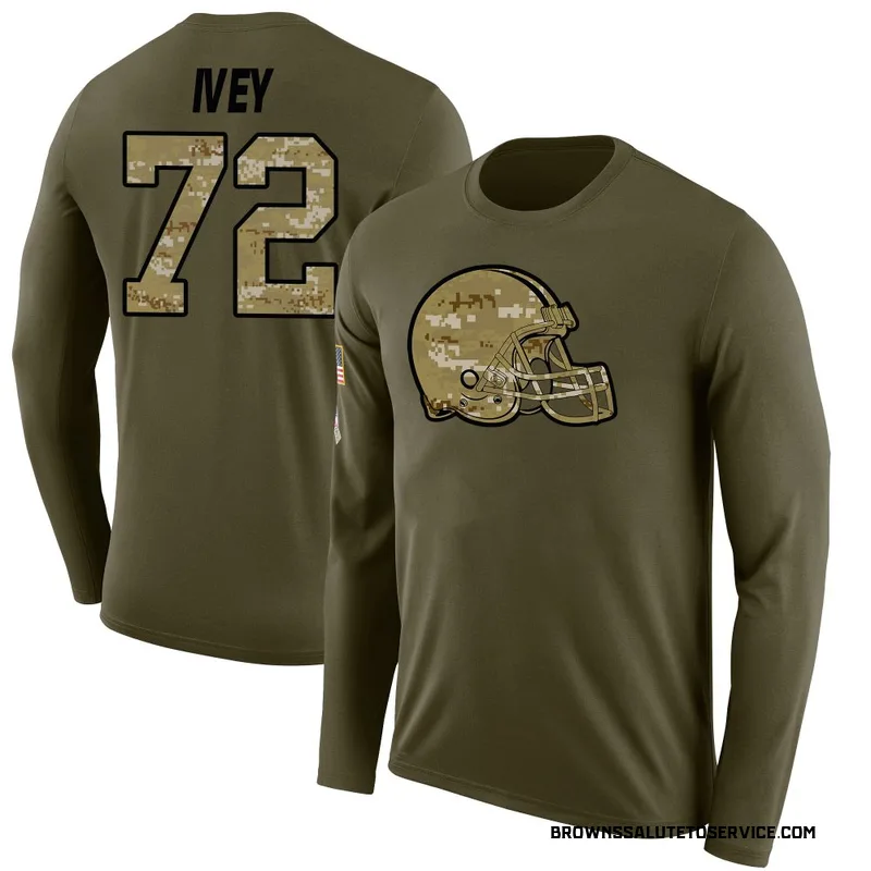 Youth Jason Ivey Cleveland Browns Legend Olive Salute to Service Sideline Long Sleeve T-Shirt
