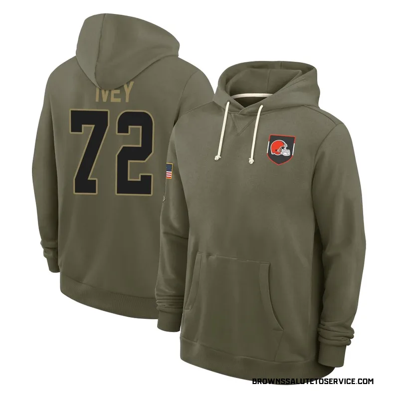 Youth Jason Ivey Cleveland Browns Olive 2025 Salute to Service Hoodie