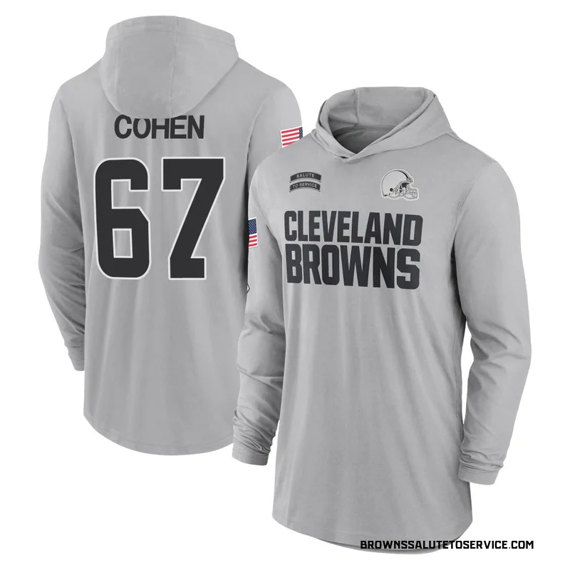 Youth Javion Cohen Cleveland Browns Gray 2024 Salute to Service Lightweight Performance Long Sleeve Hooded T-Shirt