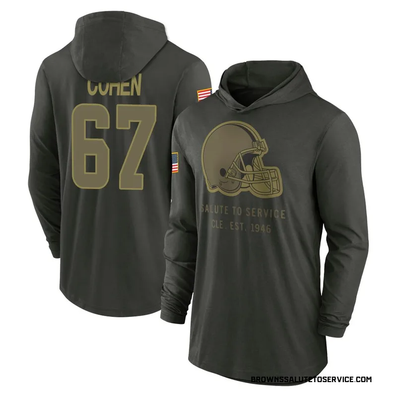 Youth Javion Cohen Cleveland Browns Green Forest/ 2025 Salute to Service Sideline Lightweight Hooded Pullover Long Sleeve T-Shir