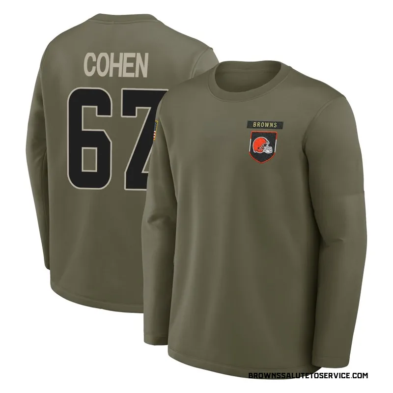 Youth Javion Cohen Cleveland Browns Olive 2025 Salute to Service Sideline Coaches Long Sleeve T-Shirt