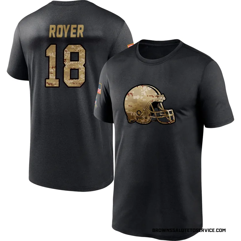 Youth Joe Royer Cleveland Browns Black 2020 Salute To Service Performance T-Shirt
