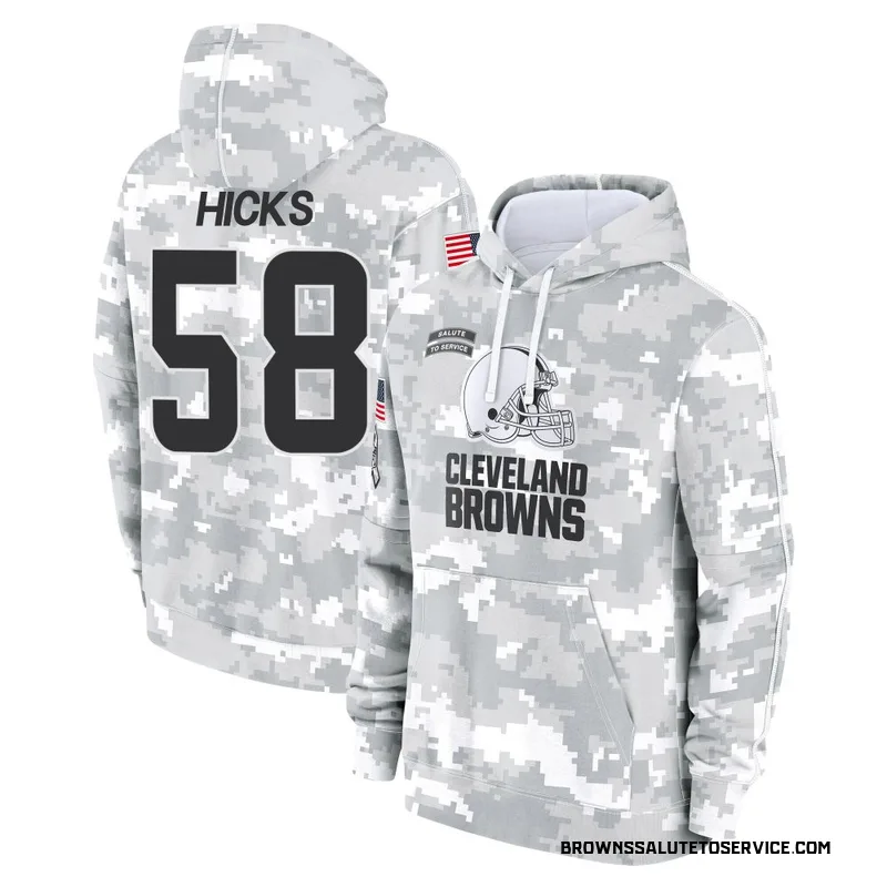 Youth Jordan Hicks Cleveland Browns Camo Arctic 2024 Salute to Service Club Fleece Pullover Hoodie