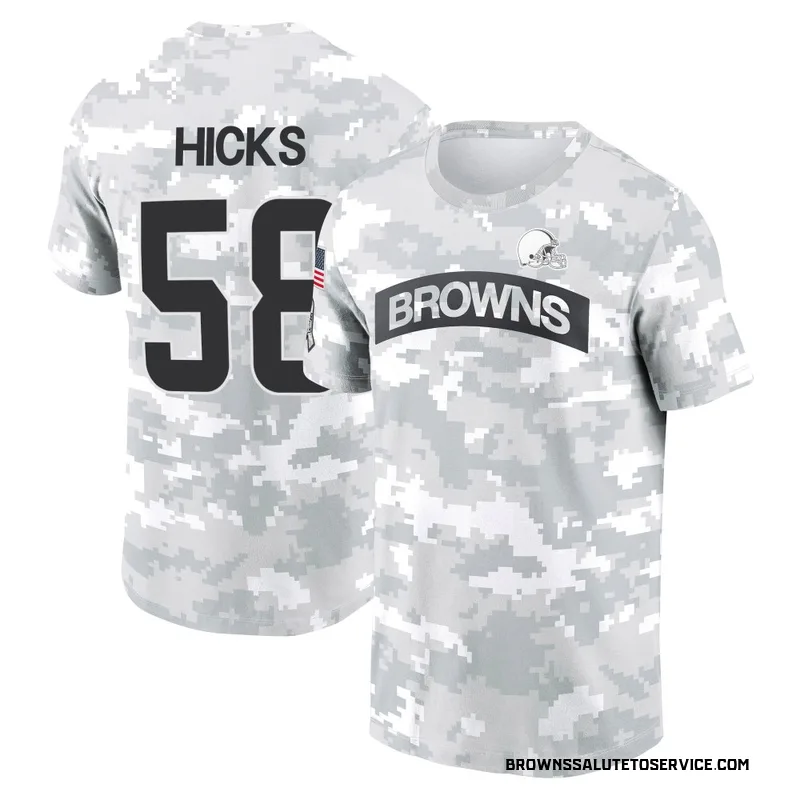 Youth Jordan Hicks Cleveland Browns Camo Arctic 2024 Salute to Service Performance T-Shirt