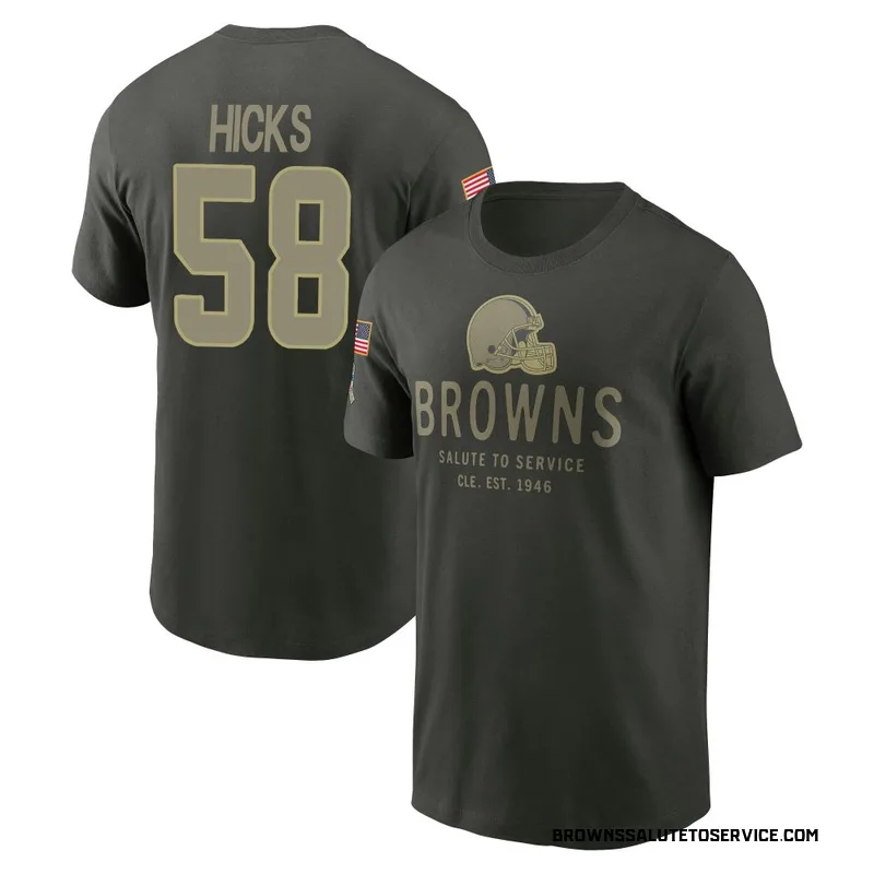 Youth Jordan Hicks Cleveland Browns Green Forest/ 2025 Salute to Service Sideline Primary Edge T-Shirt