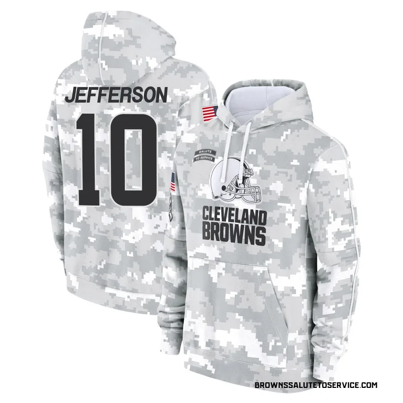 Youth Justin Jefferson Cleveland Browns Camo Arctic 2024 Salute to Service Club Fleece Pullover Hoodie