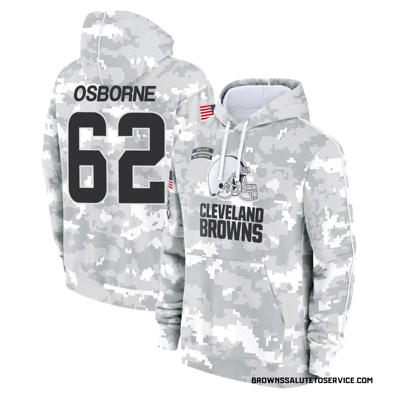Youth Justin Osborne Cleveland Browns Camo Arctic 2024 Salute to Service Club Fleece Pullover Hoodie