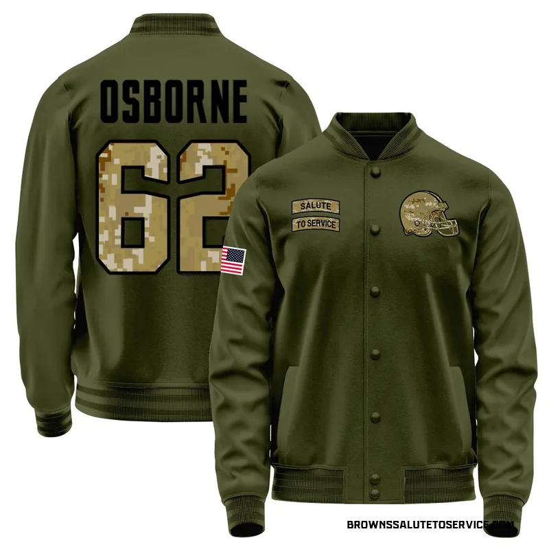 Youth Justin Osborne Cleveland Browns Olive Salute to Service Sideline Performance Jacket