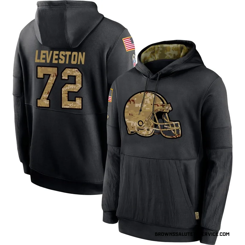 Youth KT Leveston Cleveland Browns Black 2020 Salute to Service Sideline Performance Pullover Hoodie