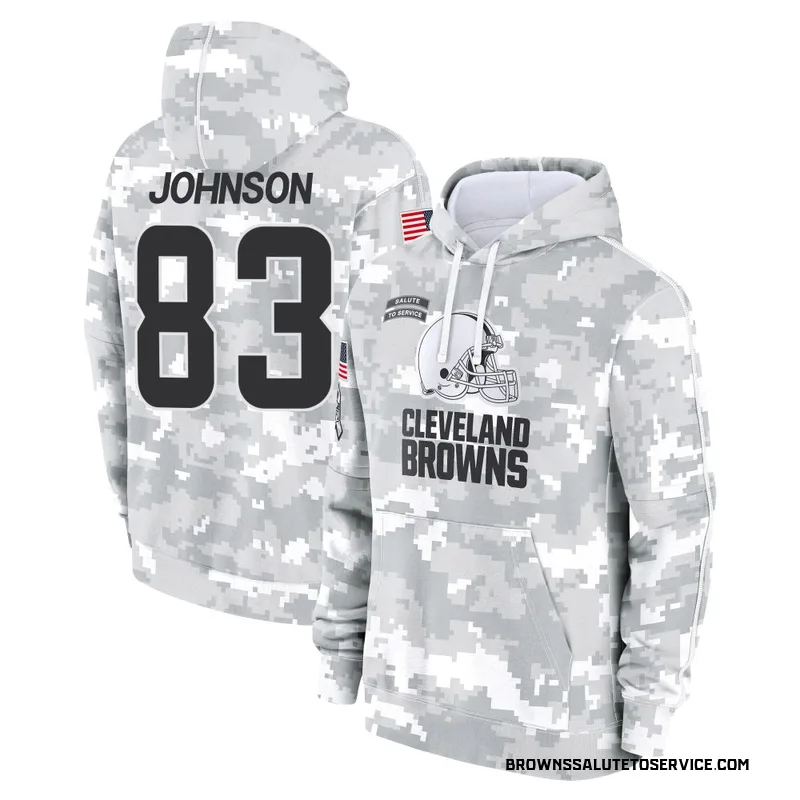 Youth Kisean Johnson Cleveland Browns Camo Arctic 2024 Salute to Service Club Fleece Pullover Hoodie