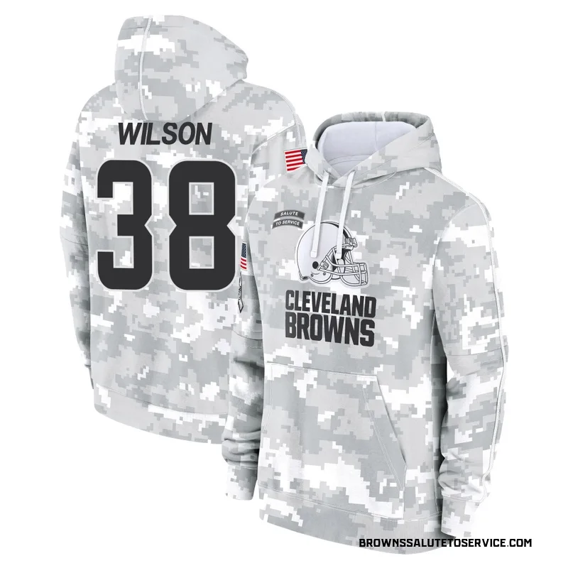 Youth Kole Wilson Cleveland Browns Camo Arctic 2024 Salute to Service Club Fleece Pullover Hoodie
