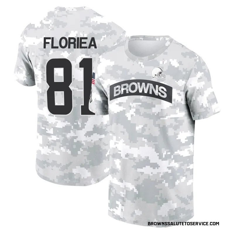 Youth Luke Floriea Cleveland Browns Camo Arctic 2024 Salute to Service Performance T-Shirt